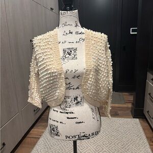 Vintage 70s Italian Wool Sequin Sweater Cropped Disco Glam